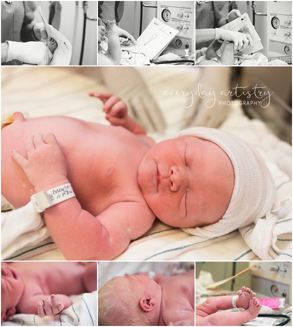 newborn portrait footprints in hospital details fingers toes ears