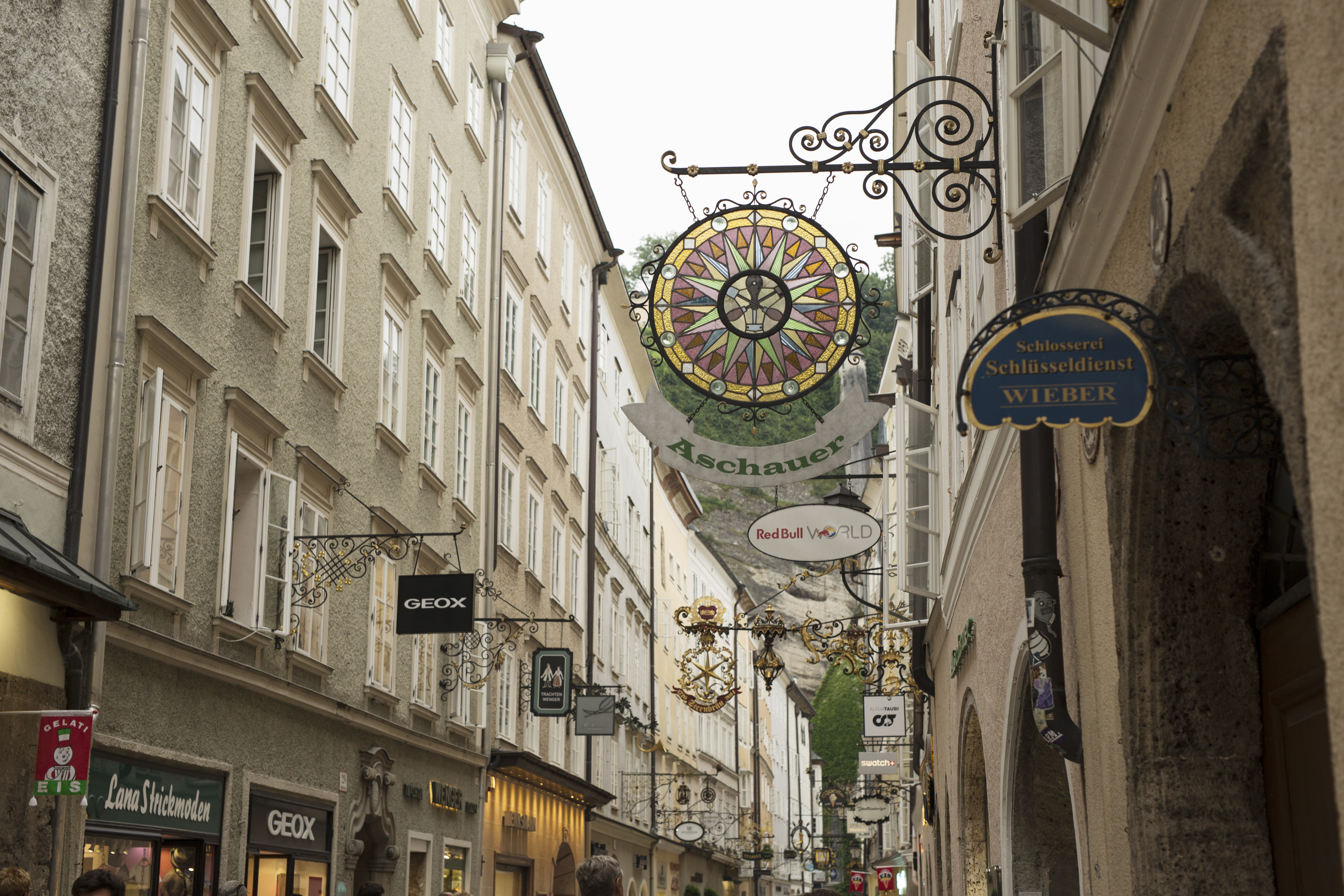 salzburg austria street signs getreidegasse europe art photography